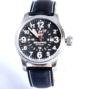 Seapro Men's Enforcer Black Leather Watch